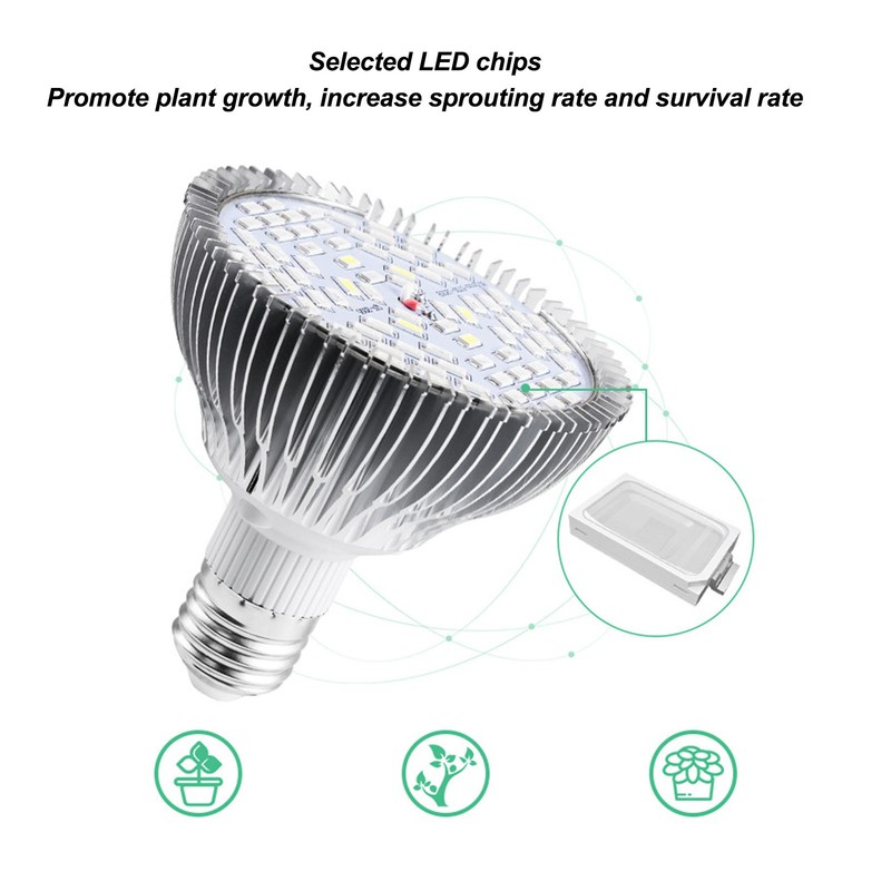 Plant Lamp Bulb Full Spectrum 50W E27 Base 78 Beads