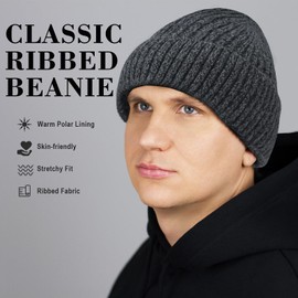 Winter Beanie Hat for Men Women: Warm Knit Skull Hat with Thermal Thick Fleece Snow Cap Winter Gifts for Family and Friends