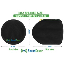 Black Heavy Duty Medium Marine Speaker Covers for Round 6.5" & Oval 6x9 Boat Wakeboard Tower Pod Speakers - Fits Boss Audio, MCM Custom Audio, Rockville Marine Speakers (Size H 9.8" x W 9.8" x D 12")