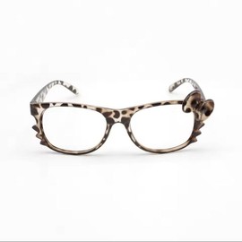 Kawaii Y2k Kitty Leopard Print Women's Glasses Trendy Decorative Accessorie Cute Fashion Cartoon Nerd Frame(NO LENSES)