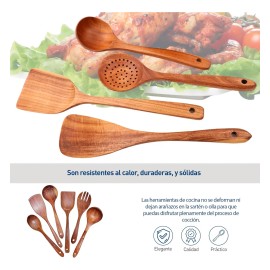 Juego De Palas Y Cucharas De Madera Para Cocina Café