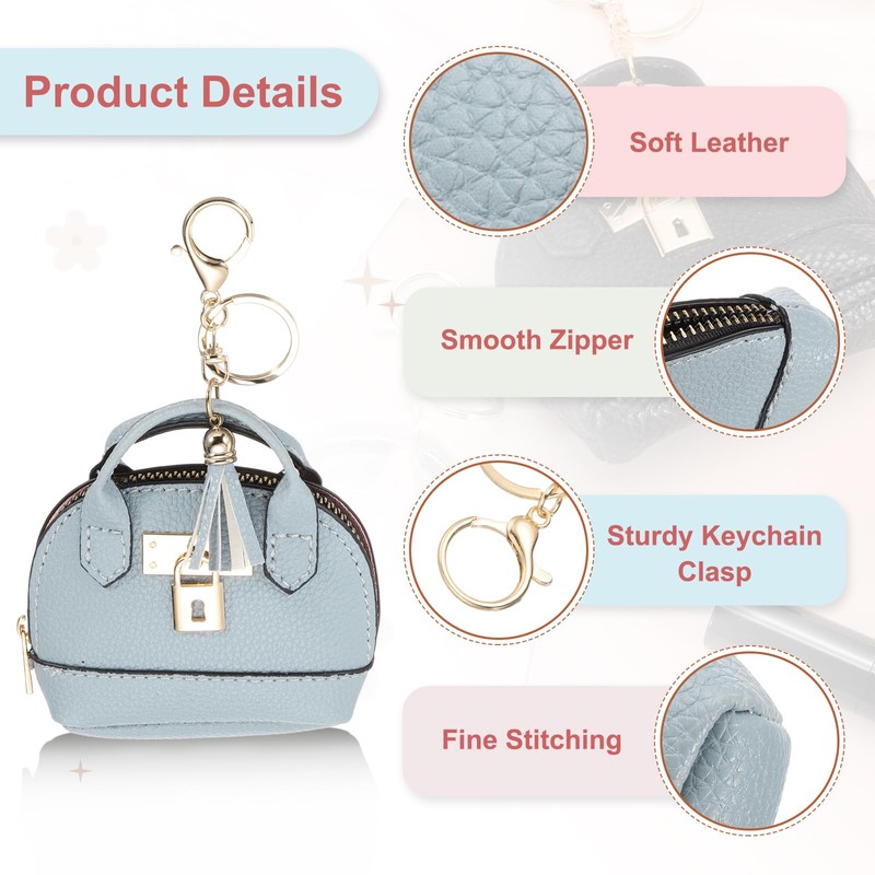 PATIKIL Mini Tote Bag Keychain, Cute Coin Purse Keychain PU