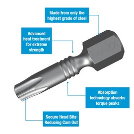 OPTIMAXX Maxx Impact Torsion Bits, TX30 x 25mm, TX30 Impact Driver Bits, Torx Screwdriver Bits - Pack of 10