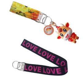 Pack of 40 Blank Lanyards, Clamp Clasp Pendants with Key Ring, Keyring Buckles, Hardware Bracelet with Key Ring for Making Lanyards DIY