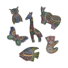 Vie Naturals Handmade Aborigine Design Animal Fridge Magnet -Set of 6