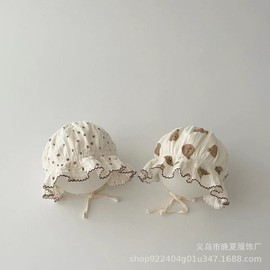 Cute Korean Style Pure Cotton Princess Gauze Hat for Newborns (0-12 Months, 38-45cm) - Autumn/Winter Gauze Palace Hat Red Flower 3ea