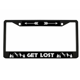 Let's Get Lost Style Metal License Plate Frame/Car Accessories Auto Car Tag Holder Cover (Black/Silver)