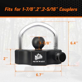 METOWARE Universal Trailer Coupler Ball Lock, Adjustable Heavy-Duty Trailer Hitch Locks Fit 1-7/8 Inch, 2 Inch, 2-5/16 Inch Couplers with 4 Keys Alike (2 Pack Black)