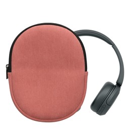 kwmobile Case Compatible with Sony WH-CH520 / WH-CH510 / MDR-ZX110 Case - Case for Headset Made of Robust Cord and Neoprene Fabric - Dark Rose