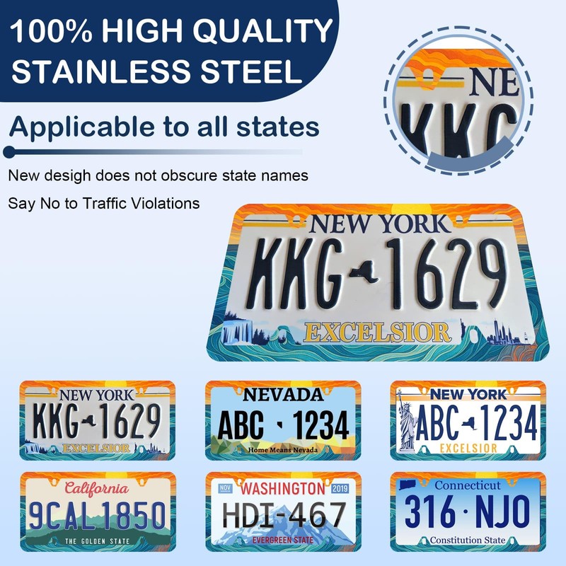 Artsy Ocean Waves License Plate Frame - Unobstructed Narrow-Edge 2