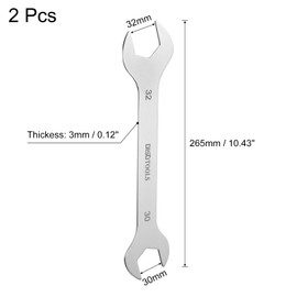 sourcing map 2pcs Thin Open End Wrench 30mm x 32mm Metric Sandblasting Plated 3cr13 Stainless Steel, Double Ended Slim Spanner for Household Maintenance and General Repairs