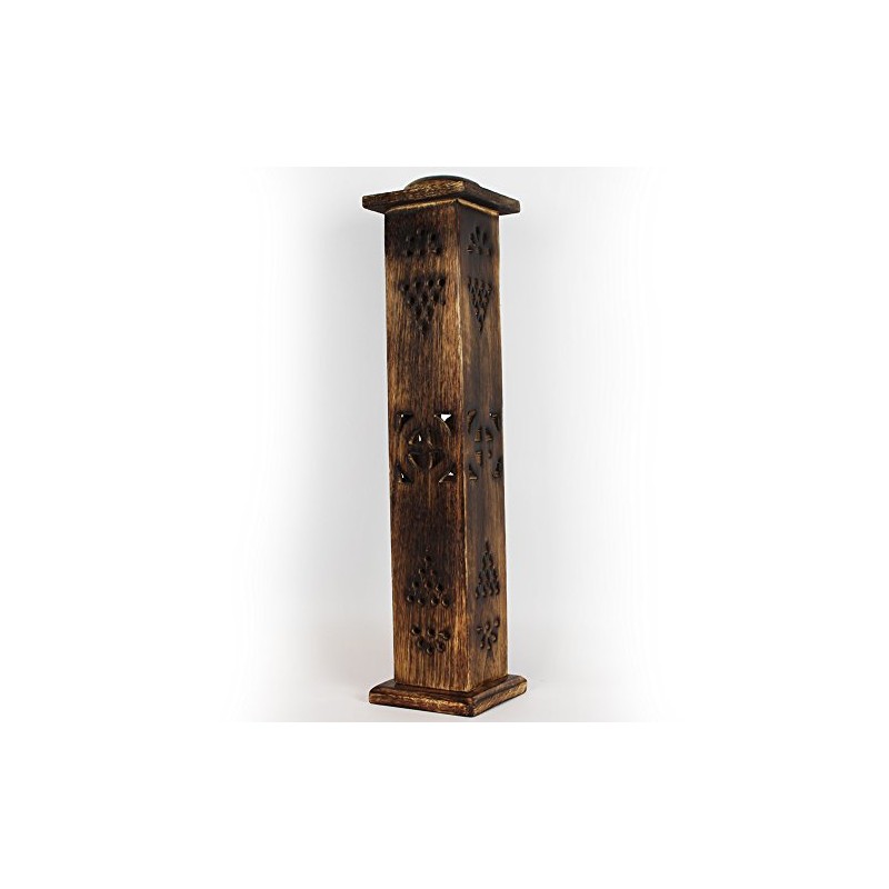 Magrathea Incense Tower/Wooden Cone & Stick Burner/Carved Wood Holder