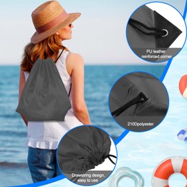 PLULON 2Pcs Drawstring Bags Bulk Gray Drawstring Backpack String Backpack Cinch Sack Sport Gym Backpack Bags for Yoga Traveling Outdoor Sports