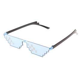 Lottoy Colorful Mosaic Sunglasses Toy, Thug Life Glasses Deal With It Pixel for Women Men Kids, Blue, One Size