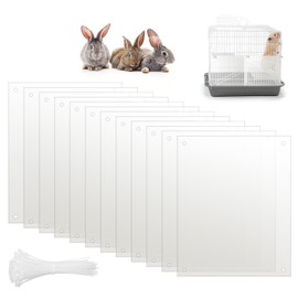 Pet Cage Fence Shield, 12 Pack Clear Cage Edge Liner Rabbit Cage Plastic Panels, Pet Enclosure Side Panel for Guinea Pig Hamster, Prevents Litter from Coming out of the Cage, Keeping the Floor Clean