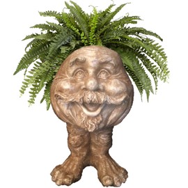 homestyles 18 in. Stone Wash Uncle Nate The Muggly Statue Face Planter Holds 7 in. Pot