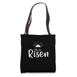Easter He Is Risen Christian Typography Tote Bag