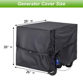 DVBB Shield Waterproof Universal Generator Cover 26 x 20 x 20 inch with Windproof Strap Buckles for Most Generators 3000-5000 Watt, Black