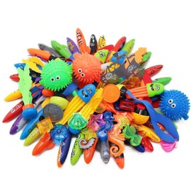 ZHRUOYAO Summer Pool Diving Swimming Toys for Kids,24 PCS Colorful Diamond,Fun Swim Games Sinking Set, Underwater Dive Toys Torpedo Shark Rings Sea Animals for Boys Girls Toddlers