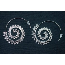 Miniblings Hoop Earrings Silver-Plated Rings Loops Earrings Round Hoop Earrings Flower Lotus Flower Handmade Fashion Jewellery I Earrings Silver-Plated, Silver, not known