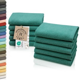 ZOLLNER Set of 10 Flannels – Soft and Absorbent Wash Cloths – Washable up to 95 °C – Cotton – 30 x 30 cm in Turquoise