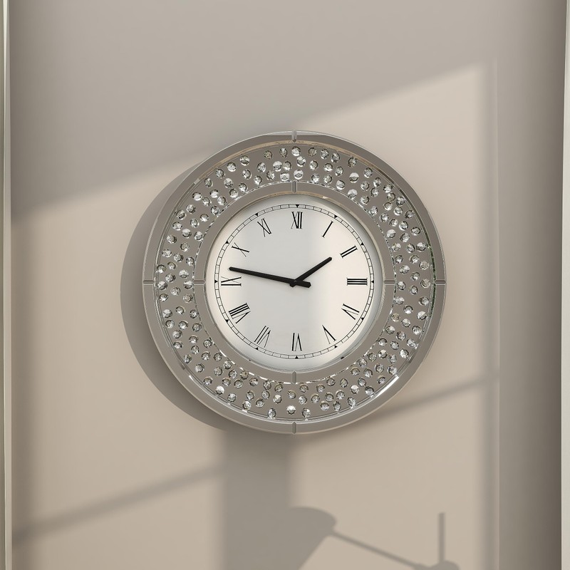 Deco 79 Glass Decorative Wall Clock Mirrored Wall Clock for