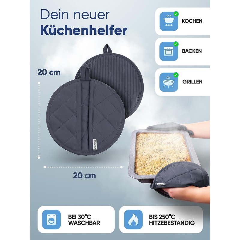 WOHNHELD® Oven Gloves & Pot Holder Set I 2 Pieces