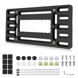 Kit de montaje de placa de matrícula frontal, sin taladro, adaptador universal de etiqueta de coche con tapas de tornillo de acero inoxidable antirrobo