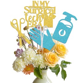 12 Pcs Surgical Tech Themed Centerpiece Sticks,Surgical Doctor Graduation Party Decor,Surgical Tech Week & Sterile Processing Tech Week Party Supplies Gold Blue