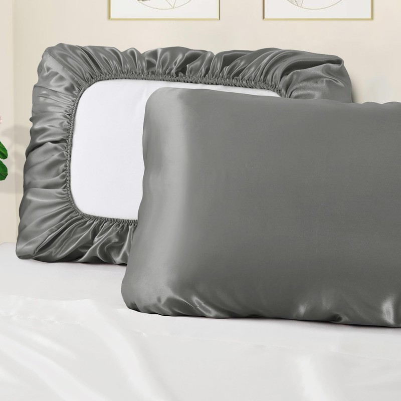 Manyshofu Satin Pillowcases for Hair Protection - 1Pcs Grey Pillow