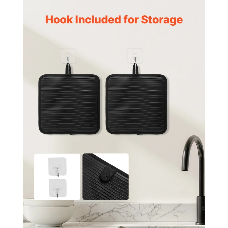 VEVOR Pot Holders Heat Resistant 500°F with Anti-Slip Silicone Strips
