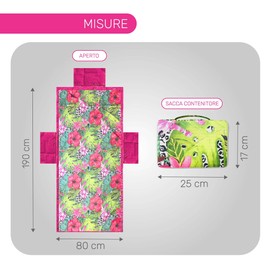 ICE TOYS Beach Towel 190 x 80 cm with 2 Pockets 40 x 20 cm with Cushion 40 x 30 cm with Storage Bag Practical and Comfortable for Beach and Travel (TELO 2)