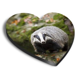 1 x Heart MDF Magnets - Cute Badger Wildlife Animal 15769