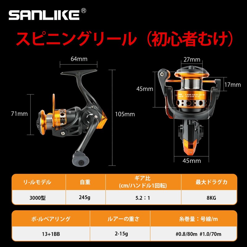 Sanrike Spinning Reel 3000 Eging Reel, 5.2:1 High Speed Gear