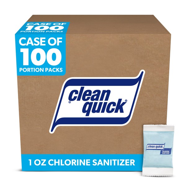 Clean Quick Powdered Chlorine-Based Sanitizer, 1oz Packet, 100/carton
