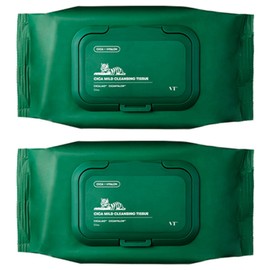 VT Cosmetic Cica Mild Cleansing Tissue, 50 sheets, 2 pcs / 브이티코스메틱 시카 마일드 클렌징 티슈, 50매입, 2개
