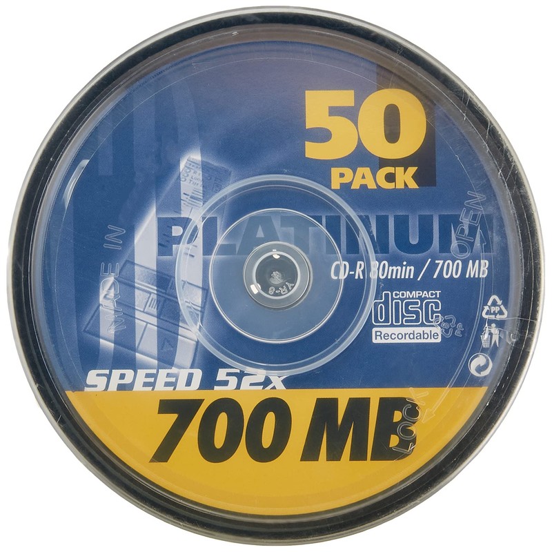 PLATINUM CD-R 700 MB CD blanks 52x speed, 80 min,