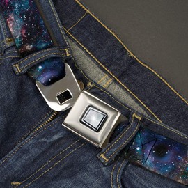 Buckle-Down Cinturón Starburst con hebilla para cinturón de seguridad, collage Galaxy, 24 a 38 pulgadas, Collage Galaxy Space, 1.5" Wide - Fits Pant Size 24-38