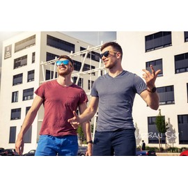 UrbanSky Shield Sunglasses Greg - Pack of 2 - Sunglasses for Men and Women - Mirrored - with Wooden Temple (Warm)