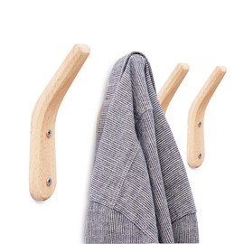 YOYAI Pack of 4 Wooden Coat Hook Wall Mounted Vintage Single Hook Hat Rack Towel Hanger Wall Organizer Simple Handcraft Decorative Wood Wall Hooks Heavy Duty