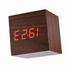 6x6x6cm Wooden Electronic Digital Alarm Desk Clock Temperature LED Display