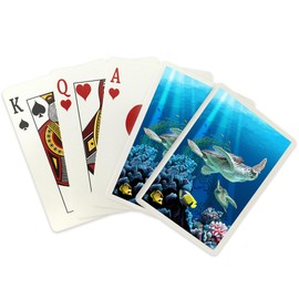 Lantern Press Sea Turtles Swimming (52 Playing Cards, Poker Size Card Deck with Jokers)
