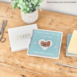 Hunts England - Boxed Daughter & Son-in-Law 3rd Anniversary Card - 3 Years - Leather Anniversary - Romantic Meadows - Third Anniversary Card For Daughter And Son-in-Law - Card In Keepsake Box