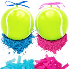 UP Shop Gender Reveal Tennis Ball Set - 2 Balls with Powder and Confetti - Pink and Blue