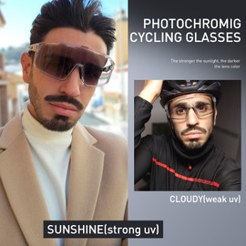 SCVCN Gafas de ciclismo fotocromáticas para hombres y mujeres, gafas deportivas para bicicleta, montura TR90, protección UV 400