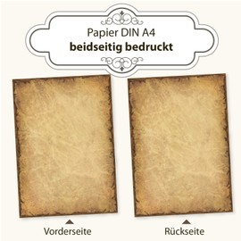 TATMOTIVE Letter Paper Cardboard Vintage Retro DIN A4, 170 g/m², Printable on Both Sides, 25 Sheets - for Crafts, Invitation Cards, Menus