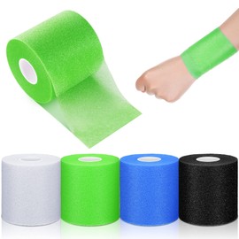 4 Pieces Foam Underwrap Athletic Foam Tap Sports Pre Wrap Athletic Tape Sports Tape for Ankles Wrists Hands and Knees, 2.75 x 30 Yards (Black, Blue, White, Green)