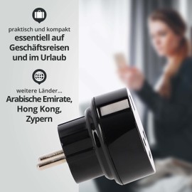 LED Universum Travel Adaptor for UK England Cyprus Hong Kong V.A.Emirate Plug (Type G) to Earthing Contact/Euro Socket (Type F) - Black | Travel Plug Socket Adapter 1508530