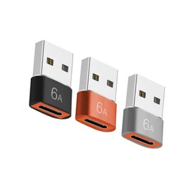 USB Type C (Female) to USB 3.0 Male Converter Adapter, Double-Sided USB 3.0, High Speed Data Transmission, 6a, High Speed Charging, Compatible with Smartphones, Computers, Etc. USB C Converter Adapter (Black, Silver, Orange)
