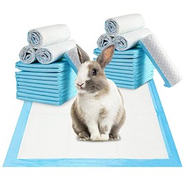 Fhiny Rabbit Pee Pads, 13" x 18" 100 PCS Disposable Bunny Cage Liner Leak-Proof Super Absorbent Potty Training Pad with Quick-Dry Surface for Rabbit Guinea Pig Cat Puppy or Other Small Animals